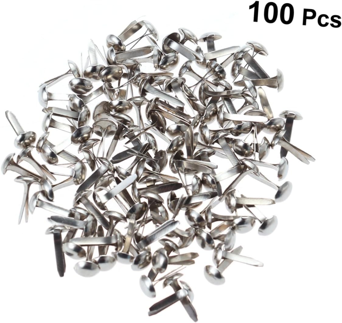Gogogmee 100pcs Pastel Mini Brads Round Embellishments for Paper Crafts Scrapbooking