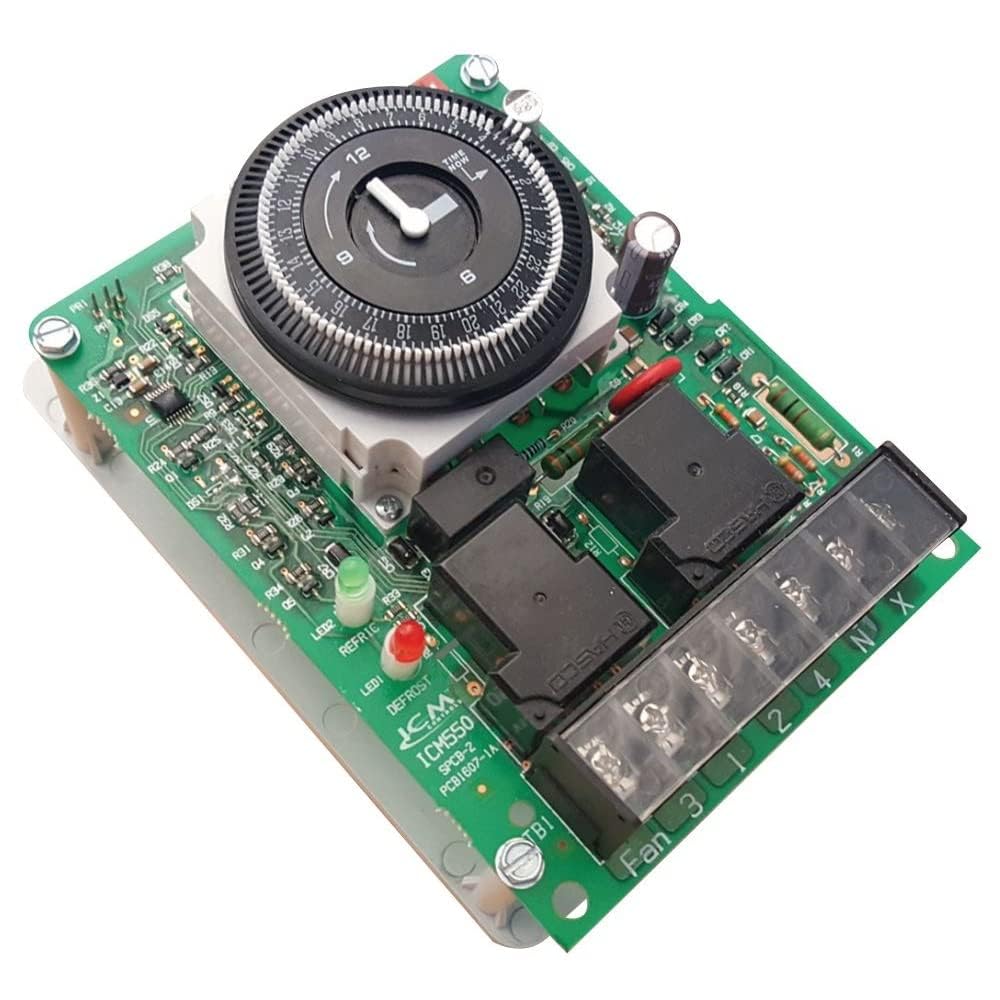 Icm Controls Green Icm550 Multi-Functional Defrost Timer | Universal Defrost Control Module For Commercial & Residential Refrigeration Systems, Adjustable Cycle 15 Min To 23 Hours, 120-240V, Led Indicators