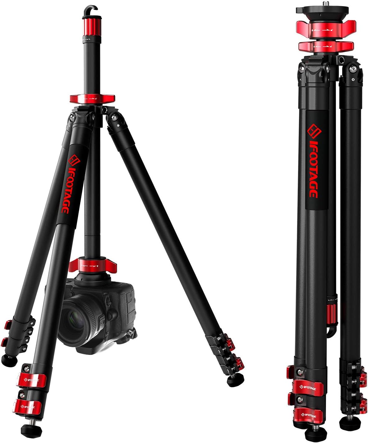 IFOOTAGE TA6S Camera Tripod, 65" Aluminum Video Tripod 3 Sections with Centre Pole, Compatible with Canon, Nikon, Sony DSLR Camcorder Video Photography, Max Load 13.2 lbs