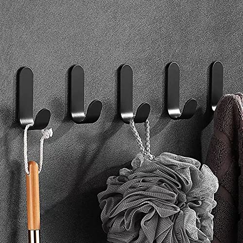 Bosdontek 12 Pièces Crochet Adhésif 3M, Crochet en Inox Mural de Salle de Bains, Accroche Torchon Cuisine, Adhésif Crochet sans Percer, Anti-rouille Crochet Autocollant Mat Crochet Porte Serviette Cover