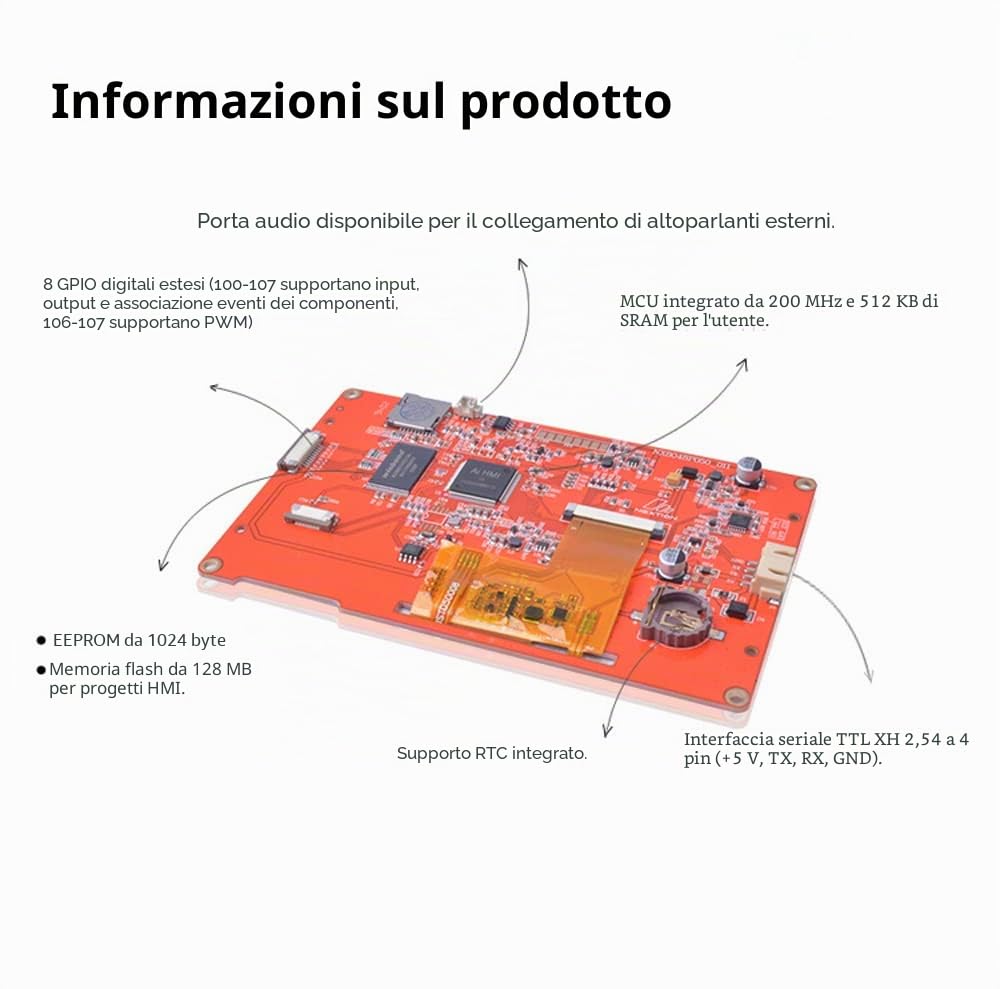 Nextion Intelligente Display 5" pollici Touch Screen Resistivo 800x480 Seriale LCD-TFT Modulo Display HMI Supporta Audio Video NX8048P050-011R