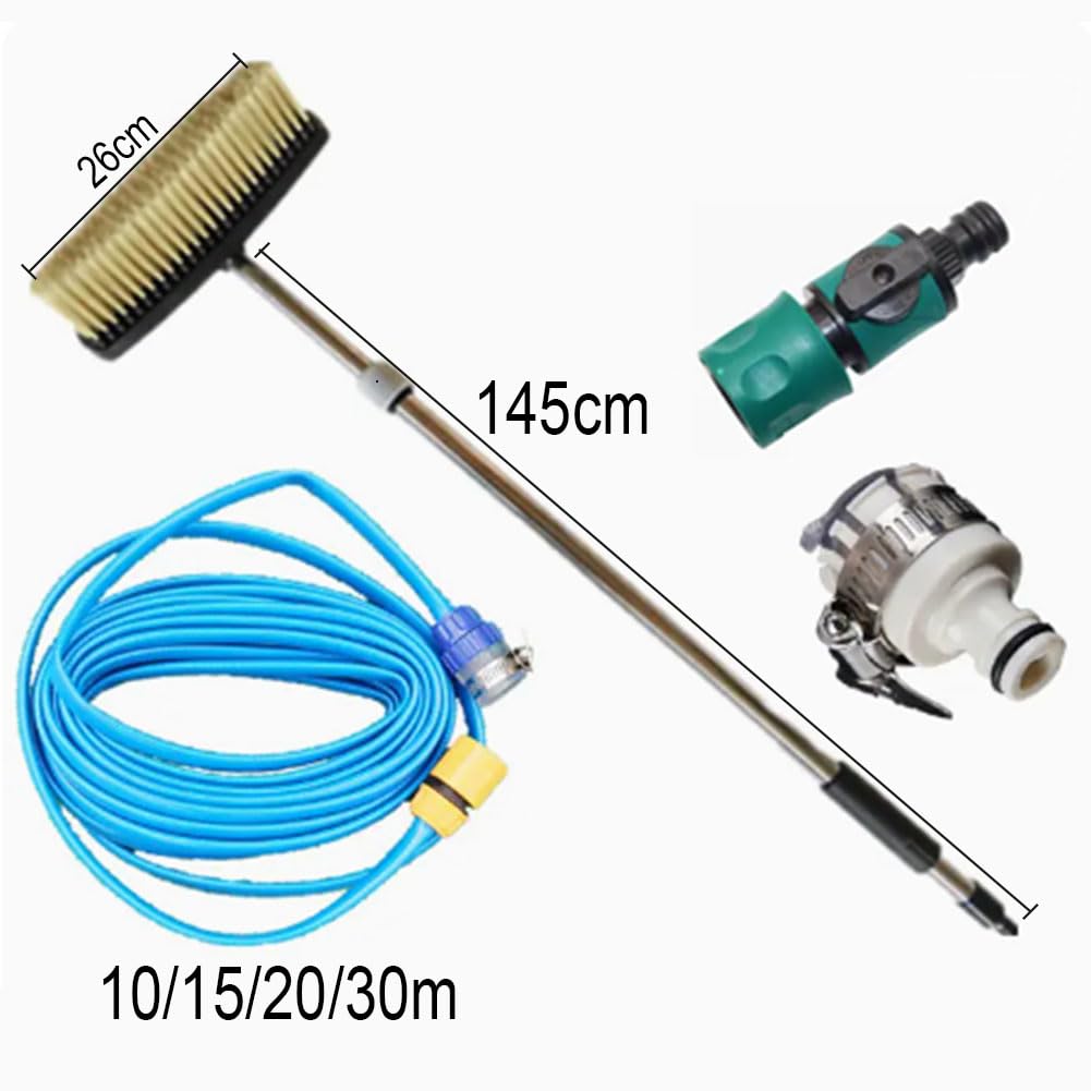 Kit per La Pulizia Dei Pannelli Fotovoltaici, Pulizia Pannelli Solari Fotovoltaici con Attacco per Tubo Flessibile, Spazzola Allungabile per Pulire Pannelli Fotovoltaici Pulizia Del Tetto.