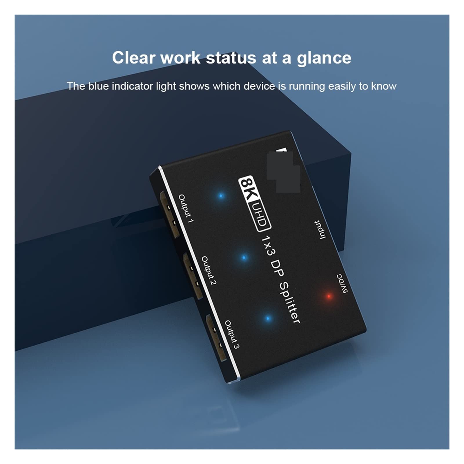 VChics Commutatore Hdmi, Splitter 1 in 3 out 8K@30Hz 4K@144Hz DP 1.4 Triple Splitter MST SST Hub Adattatore 1 * 3 Porta for 3 Ultra HD Display Port Trasmissione Stabile del Segnale Ad Alta Risoluzio
