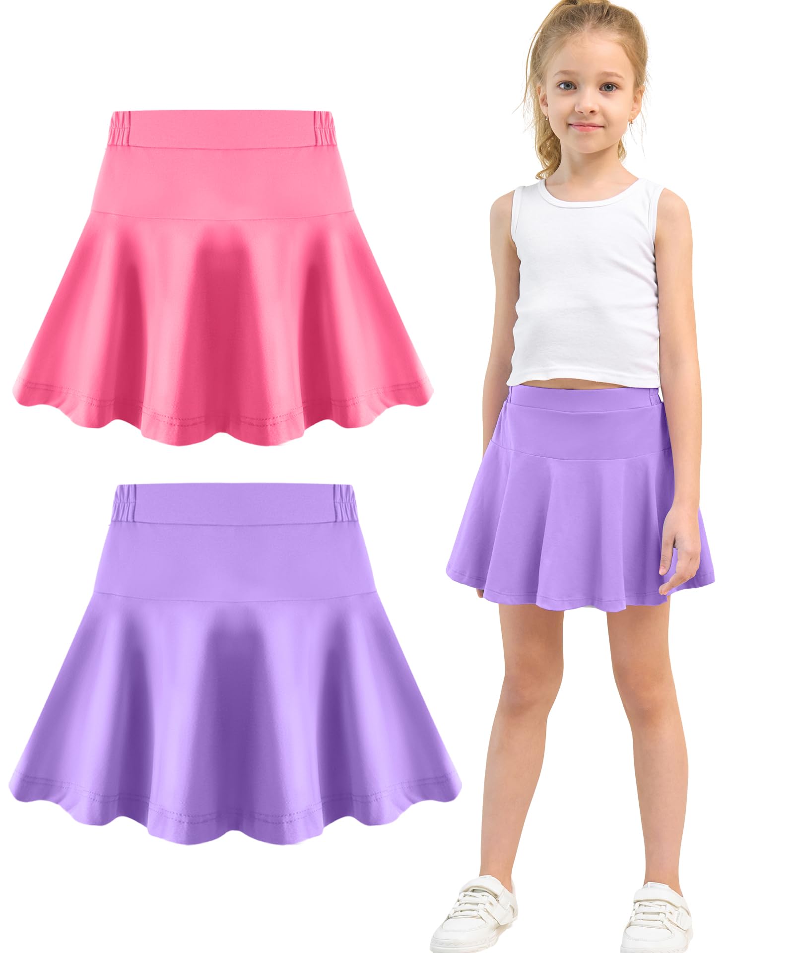 Toddler Skirt Little Girls Athletic Uniform Skorts Golf Outfit Cheer Tennis Skirts with Shorts