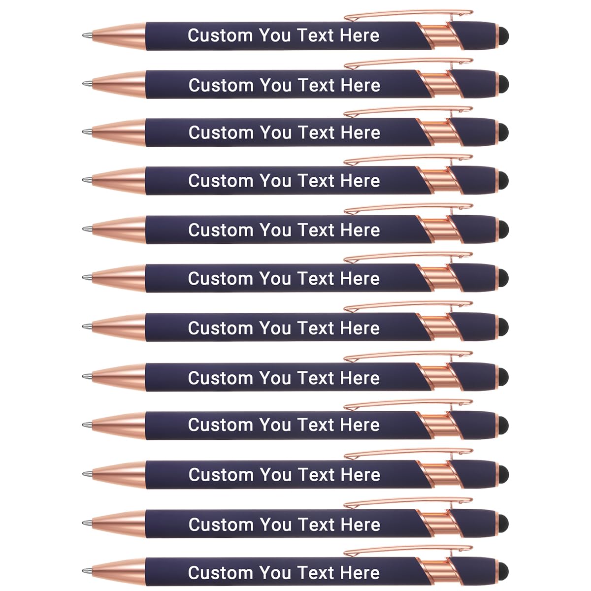 Zoonnis 24 Pcs Personalised Ballpoint Pens with Stylus Tips for Business Personalized Engraved Pen In Bulk for Women Men with Name Text Customised Pen Writing Custom Pen With Black Ink for School