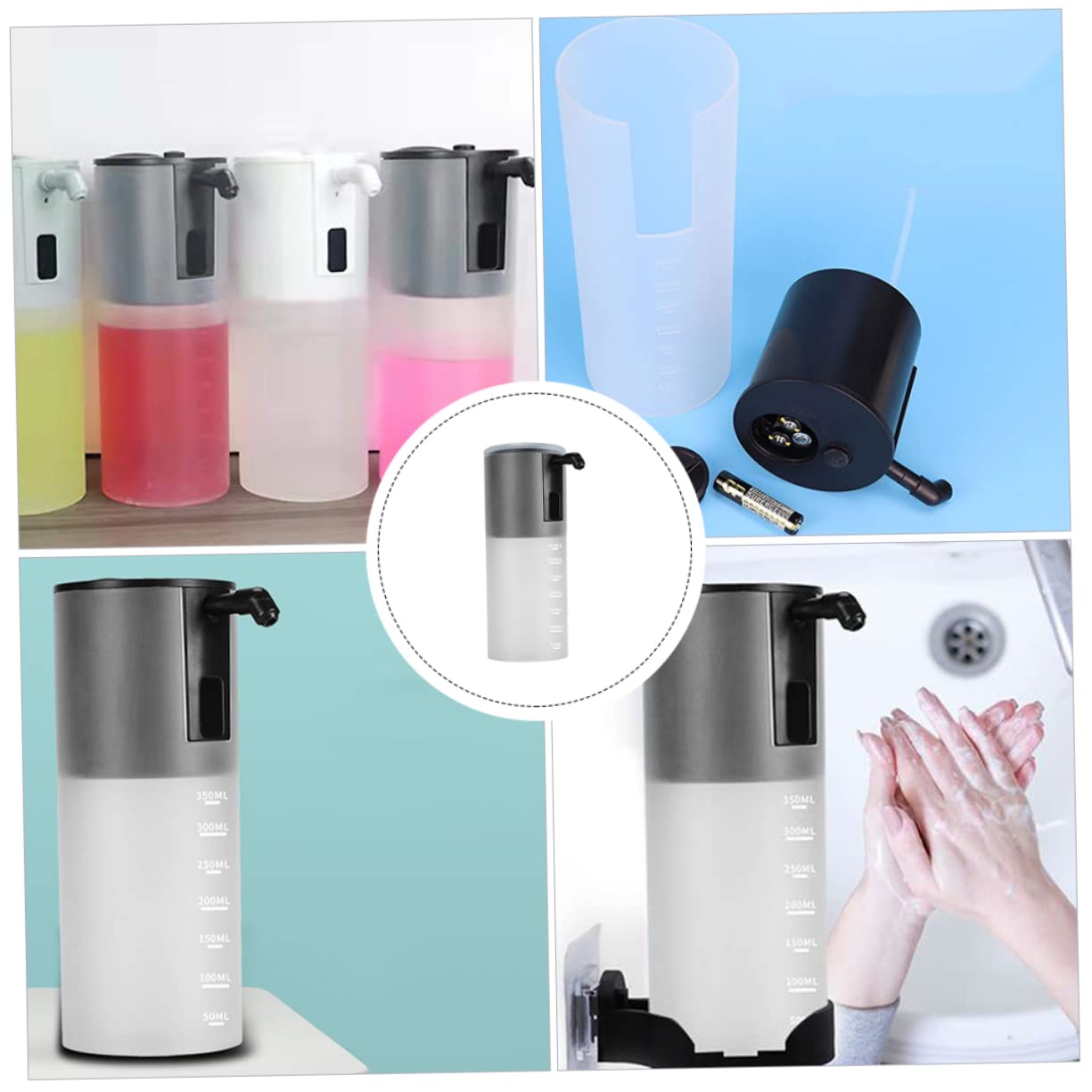 Negro Dispensador Automático de Jabón ABS PP Espumoso 350ml