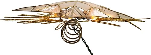 Miniatura 7 de Kurt Adler 10 luces de 14 pulgadas con purpurina dorada Capiz Bethlehem Star Treetop