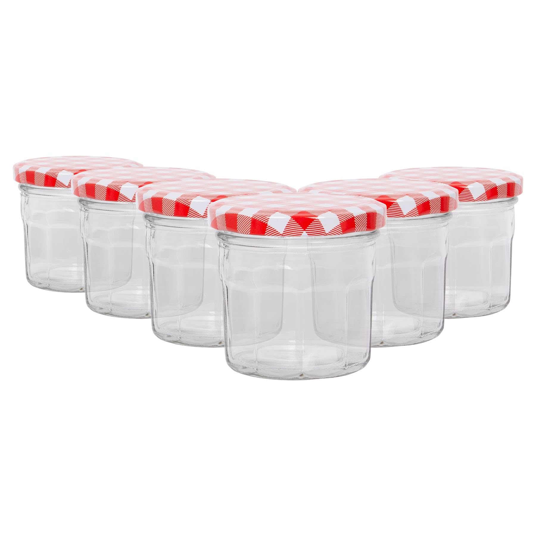 Argon Tableware - 130ml Jam Jar - Glass - Pack of 6 - Red