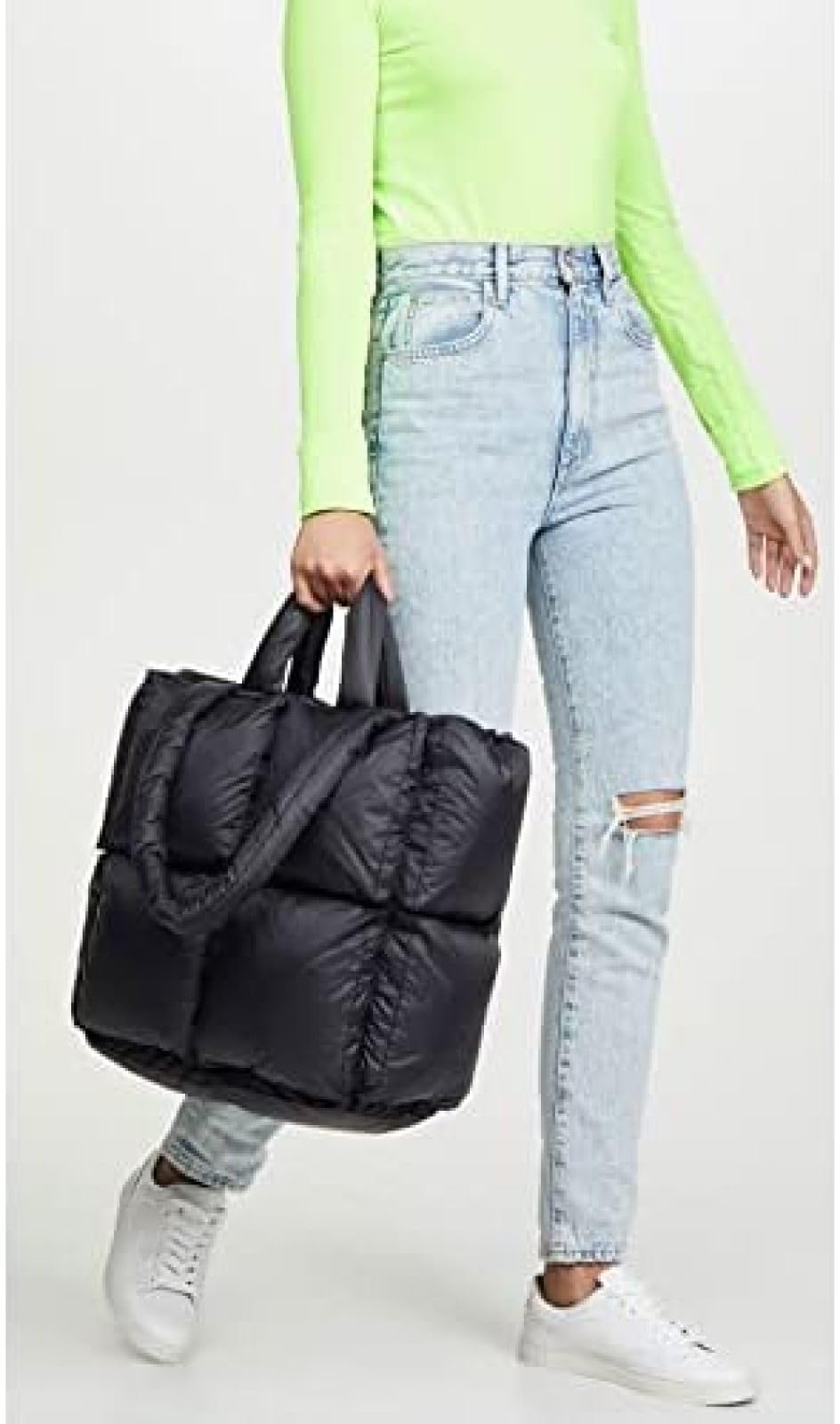 JQWYGB Puffer Tote Bag Donna - Borsa A Tracolla Imbottita In Cotone Trapuntato, Nylon, Grande (39x35x14 Cm), Nero