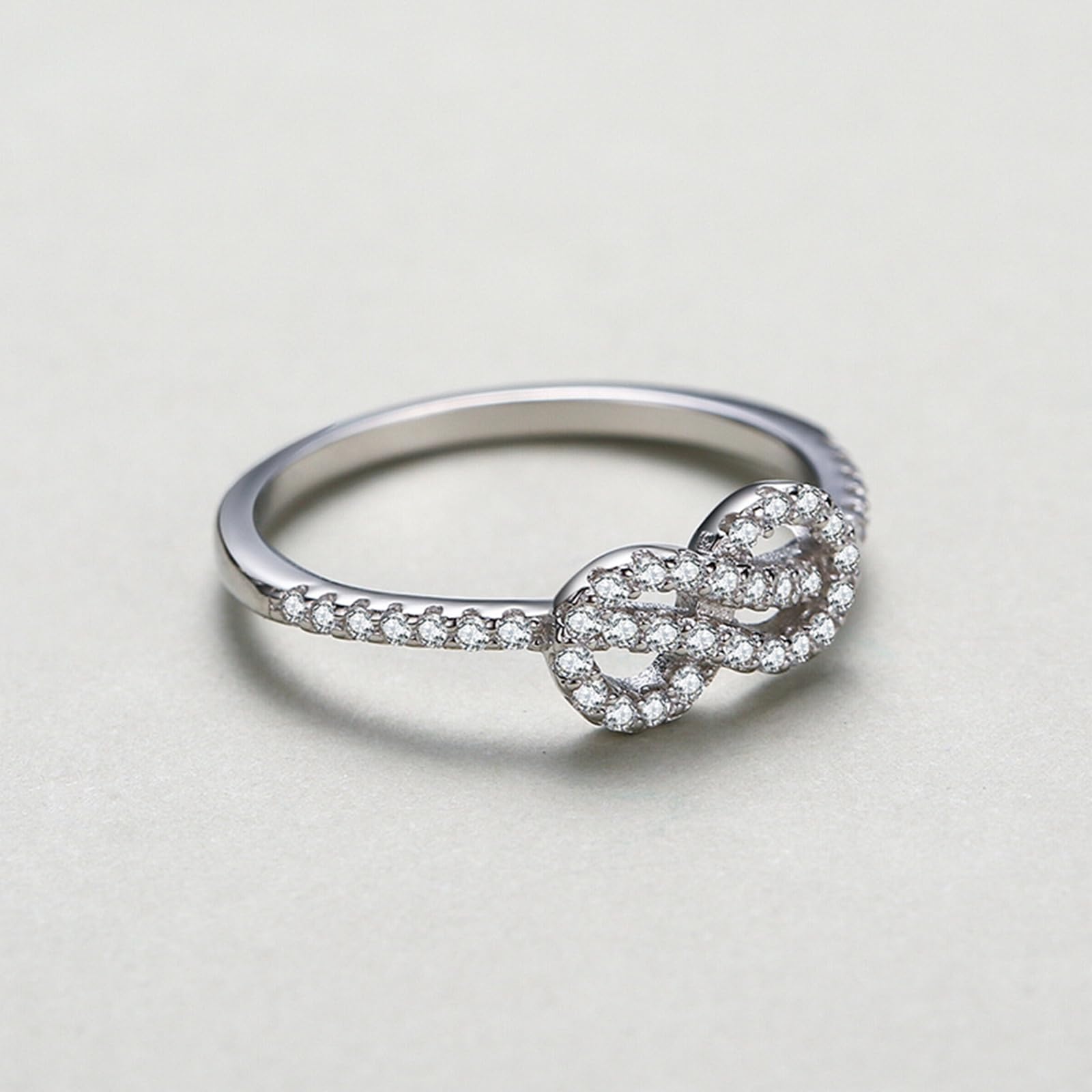 Anillo de compromiso de oro blanco de 18 quilates con diamantes cultivados en laboratorio, oro real, anillo de nudo infinito brillante personalizado para mujer
