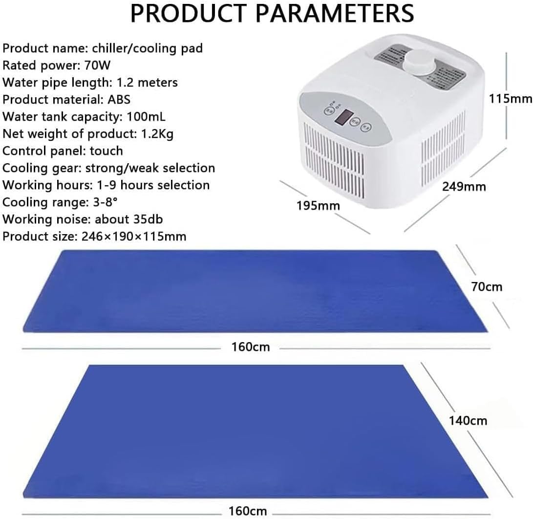 Electric Water-Cooled Mattress System, Water Cool Mat Mattress Cooler, Water Cooling Pad for Hot Sleeper and Night Sweat, Cool Down 3-8℃(160 * 140cm)