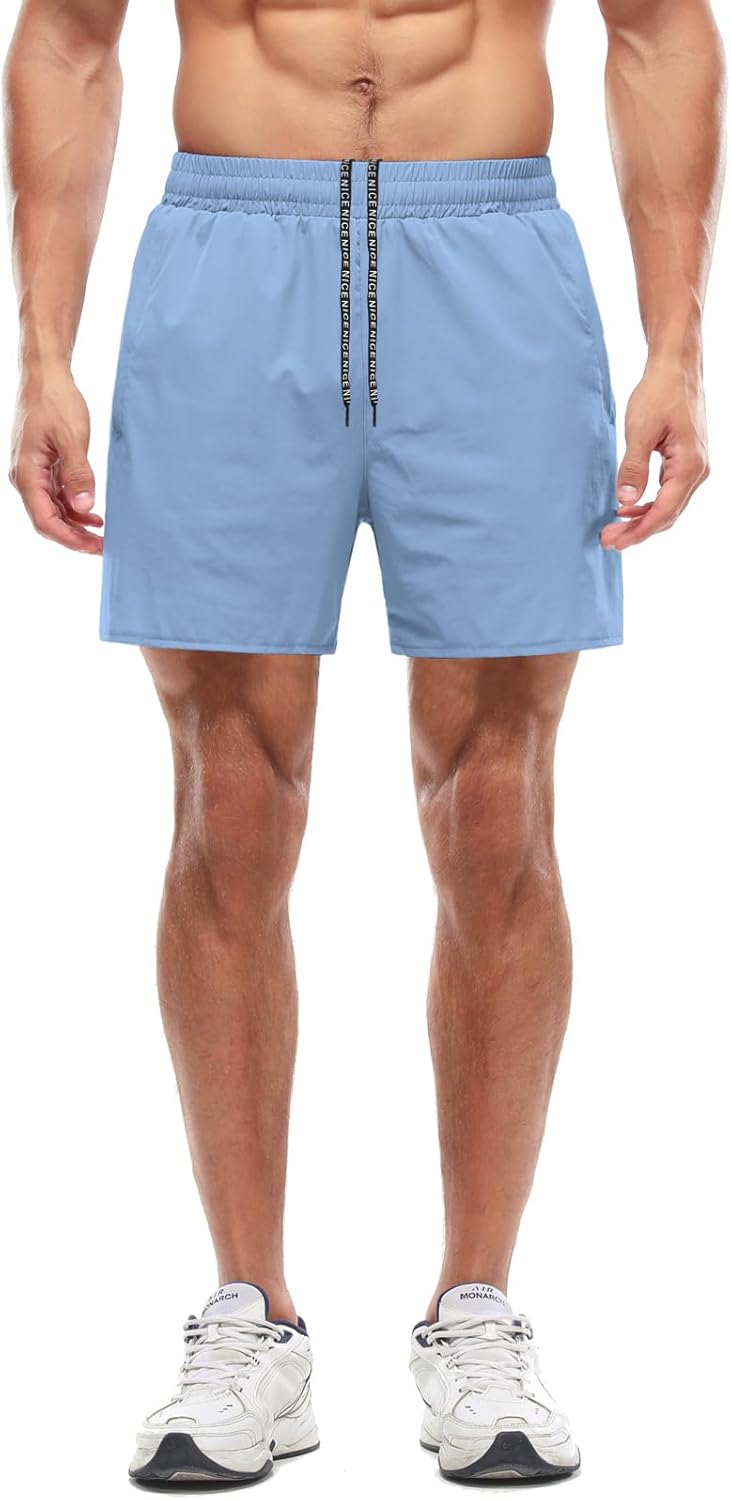 Aolesy Men's 5''/7'' Running Shorts Quick Dry Workout Gym Shorts with Pockets, Tennis Training Athletic（Linerless & Liner）