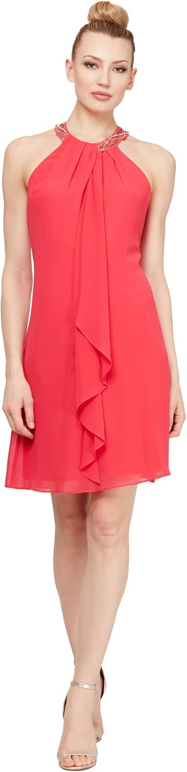 S.L. Fashions Womens Jewel Halter Sheath Dress (Petite and Regular) - Image 3