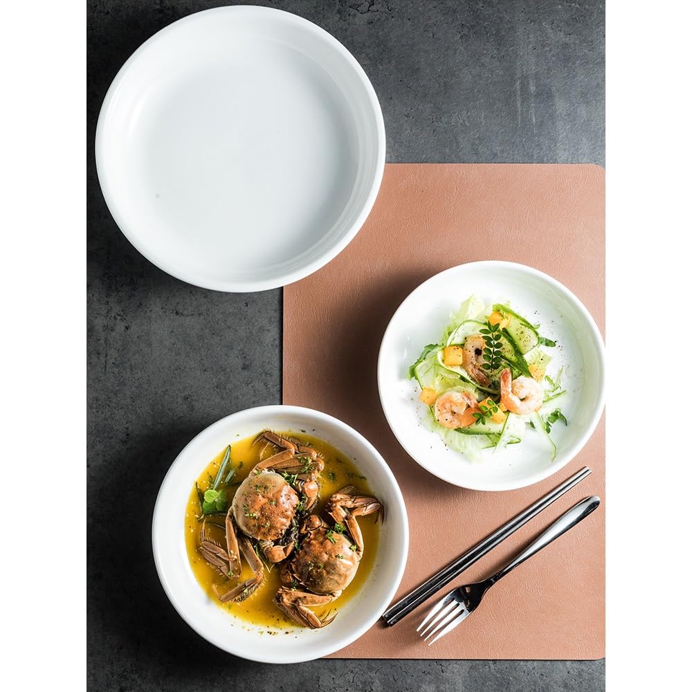 Talerze obiadowe 20 cm czysta biała wytłaczana ceramiczna zastawa stołowa chińska domowa przystawka głęboki talerz do zupy okrągły kuchnia obiad nadaje się do restauracji, kawiarni, serwisu