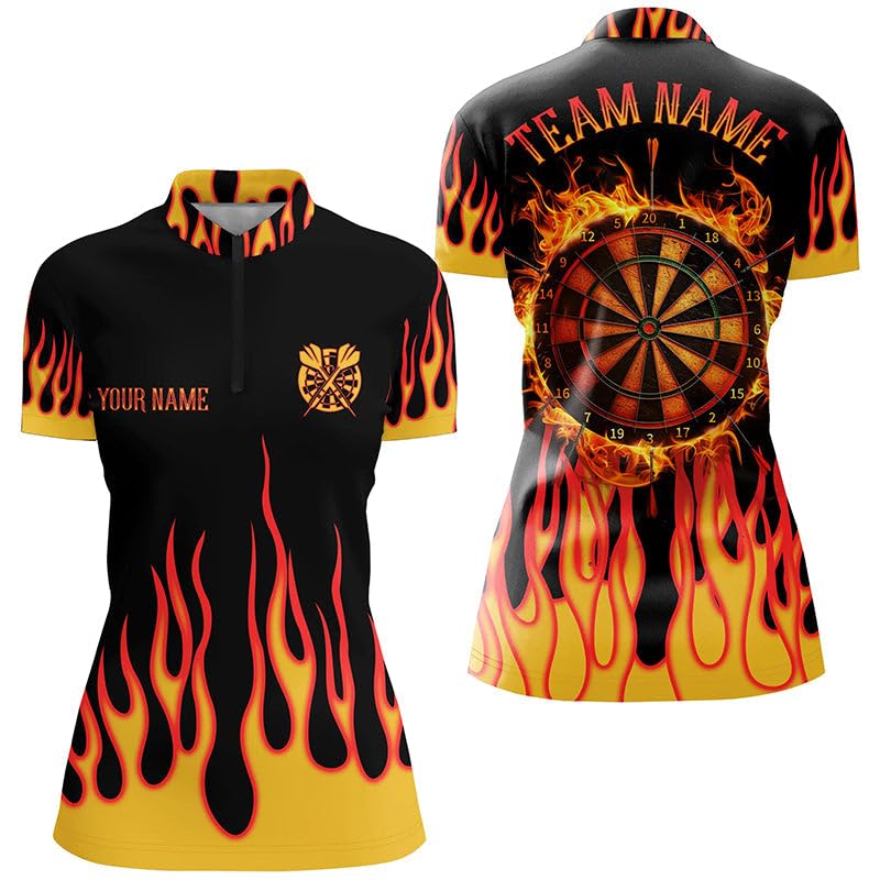Personalisierte Dartscheibe mit Feuerflammen-Design - 3D-Darts-Shirts für Herren & Damen - Darts-Team-Trikots T1786