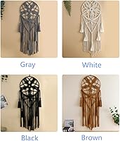 Vista 6 de Tapiz de atrapasueños, bohemio, macramé, tejido de algodón, hecho a mano, arte bohemio con borlas, adorno para dormitorio, sala de estar