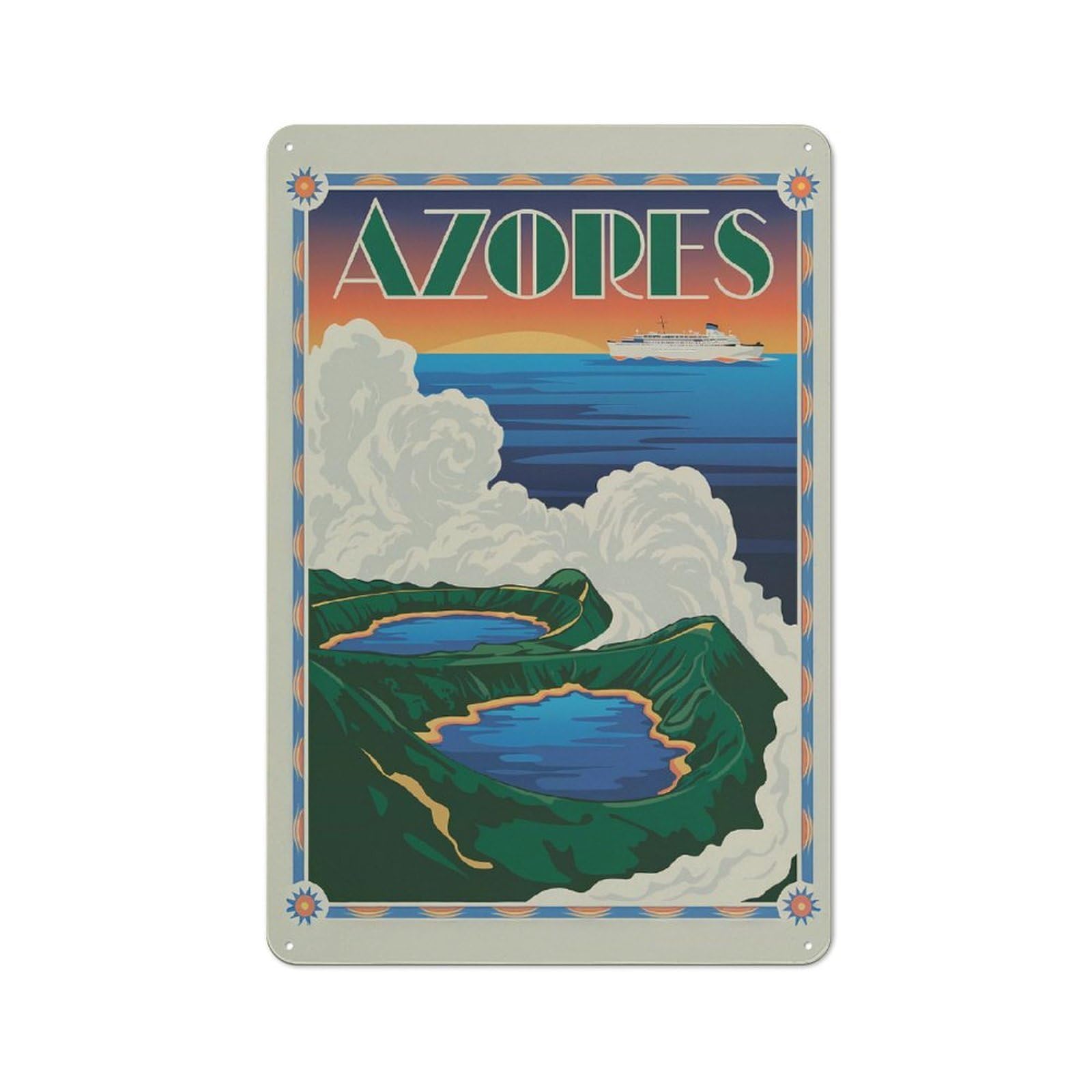 Cosy Azores Travel Metal Plaque 30x20cm, Kitchen Wall Decor for Kitchen, Cafe, Pantry Or Dining Room