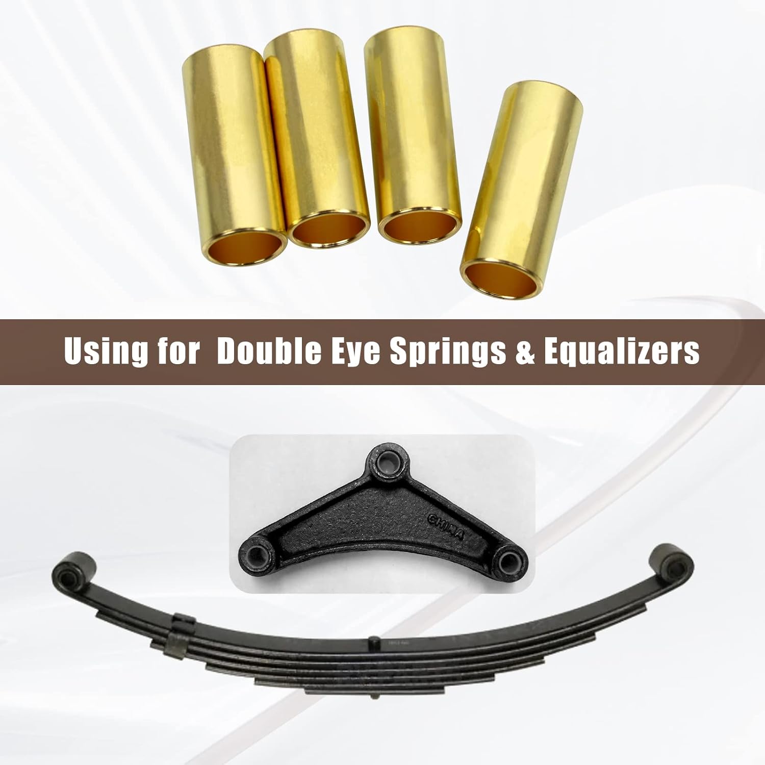 Sporacingrts 16 Piece Trailer Leaf Spring Bushing Kit Brass Shackle Bushing for Trailer Axle Replacement Double Eye Spring ID 9/16" OD 11/16" Heavy Duty Construction Bronze