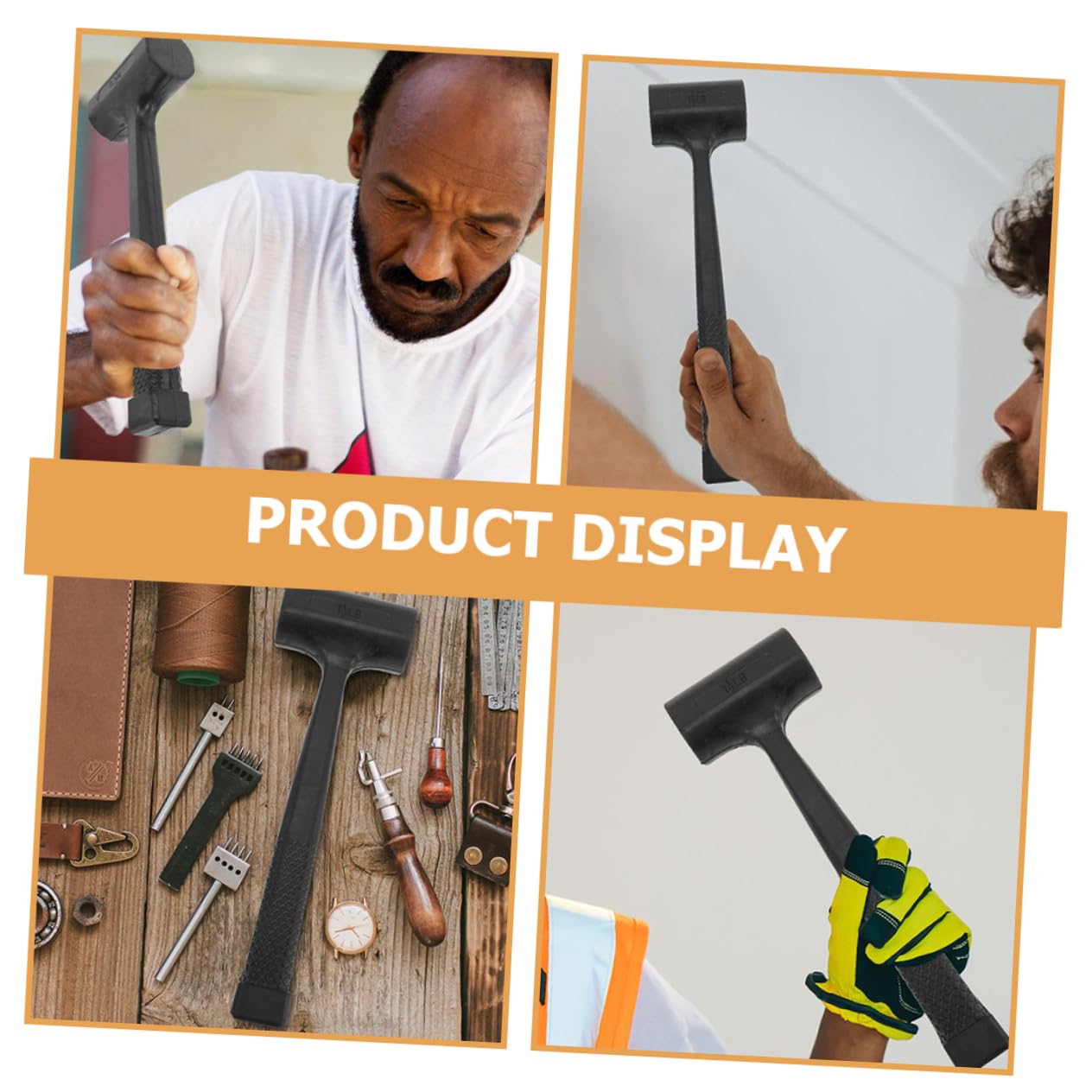 DOITOOL Flooring Installation Hammer Practical Non Slip Rubber Mallet for Tile Marble Work Shock Absorbing Handle Carpenter Tool for Home Renovation