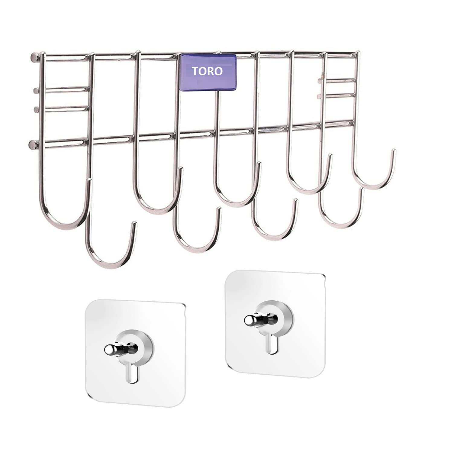 TORO Stainless Steel Laddle Hook Rail for Kitchen | Multi-Level Hook Rail, Pack of 9 Hooks, Steel (B0BJKXDT24) Amazon Price History, Amazon Price Tracker