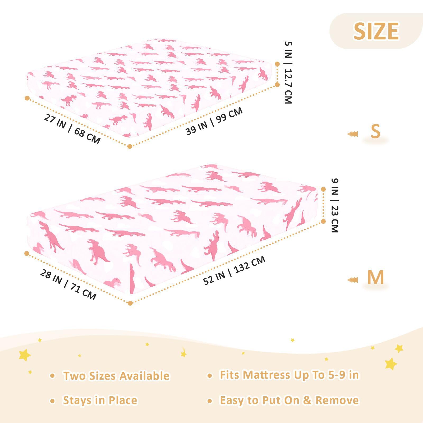 Ghothic T-rex Lenzuola per culla rosa pastello per neonati e ragazze in cotone morbido elastico per bambini materassi per bambini per decorazione della cameretta dei bambini, 1 confezione da