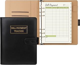 Bill Payment Tracker Notebook, Monthly Bill Organizer with Pockets and T...