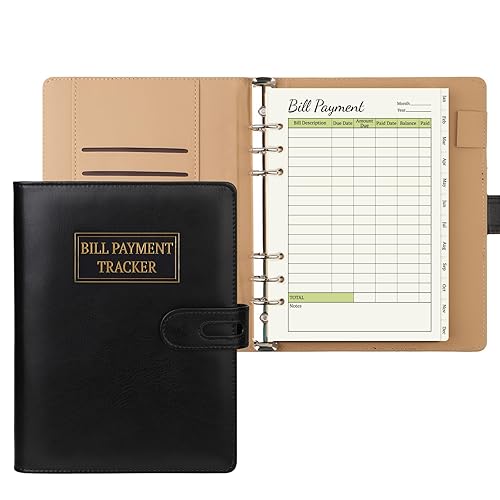 Bill Payment Tracker Notebook, Monthly Bill Organizer with Pockets and