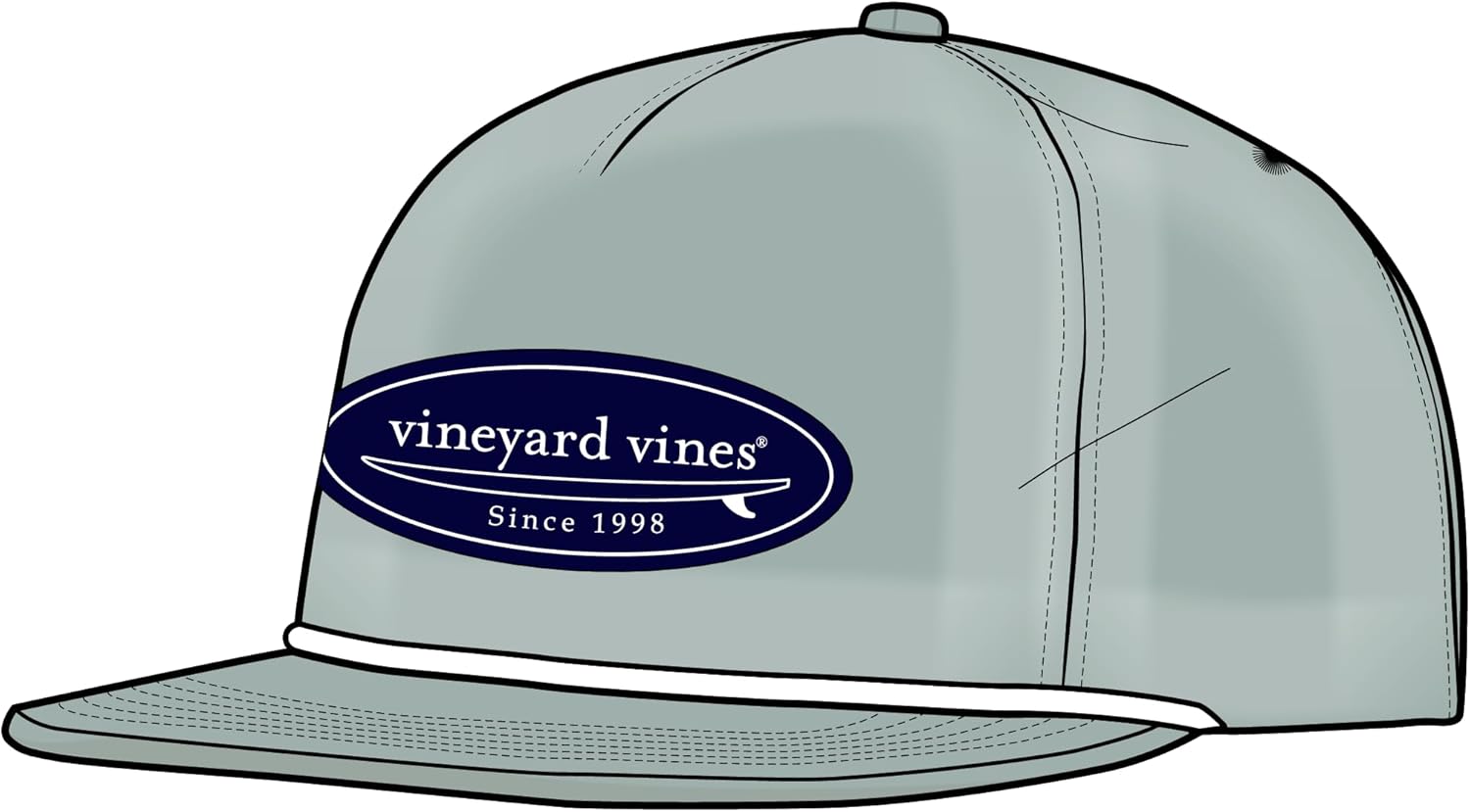 Vineyard Vines Garment Wash Surf Patch Canvas 5 Panel, Moonshine, onesz