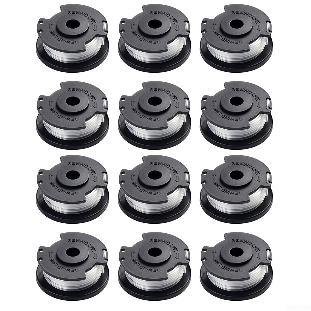 Bobine de fil de rechange en nylon pour débroussailleuse GE-CT 18/28 Li et 18/28 Li TC, 1,6 mm de diamètre, 5 m de longueur par bobine, recharges de cordes Eater (12 pièces)