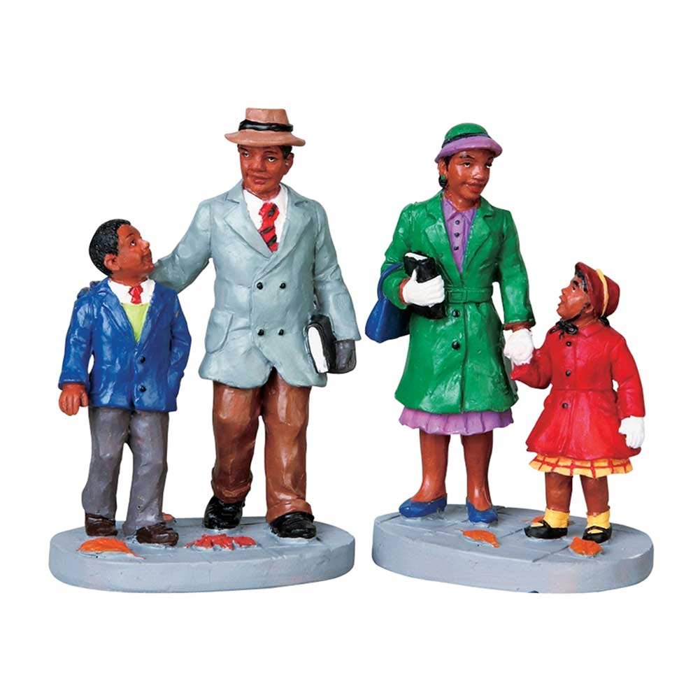 Lemax2009 Going to Church Set of 2 African American Christmas Village Figurines