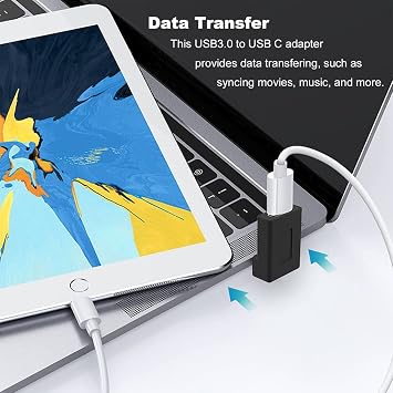Right Angle USB A Male to USB C Female Adapter, 90 Degree USB 3.0 to Type C Cable Connector Support Unidirectional Sides 10Gbps & Data Transfer, for Laptops/Phone/Tablet/PC