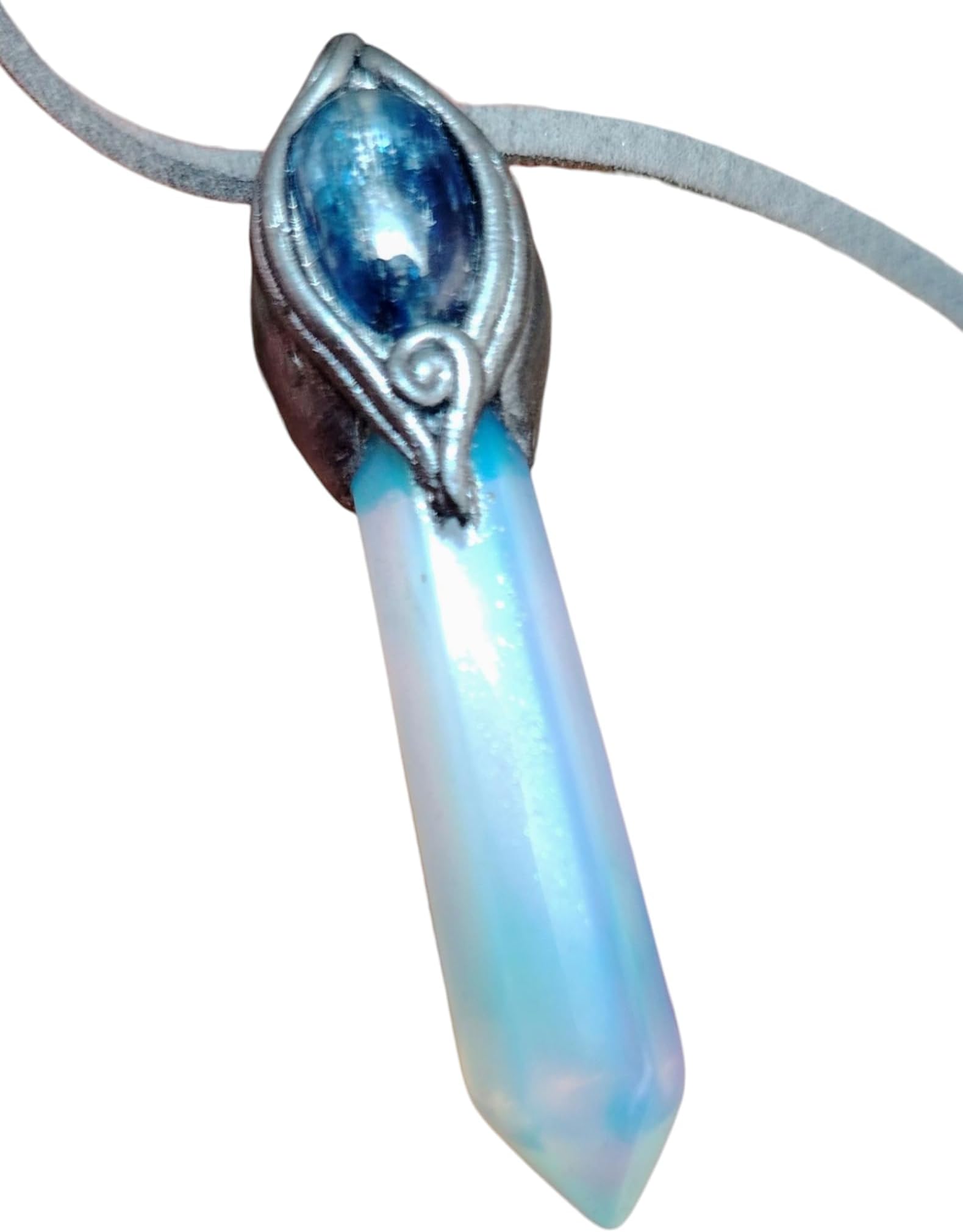 | Archangel Michael Necklace | Blue Kyanite, Opalite Pendant | High Vibration Spiritual Energy Healing | Guardian Angel Jewelry Gifts for Men and Women