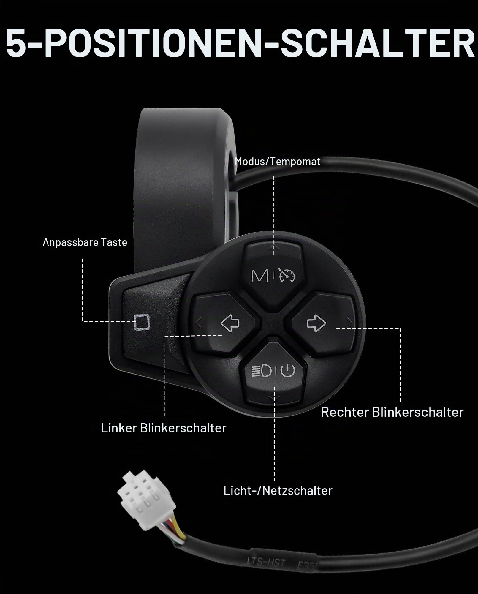 Multifunktionale Kombinationsschaltertaste kompatibel mit Segway Ninebot ZT3 PRO / ZT3Pro D / ZT3Pro E Drehknopf Lenkscheinwerfer Kombinationsschalter Zubehör