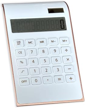 Solar Gold Calculator Standard Function Desktop Calculator LCD 10-Digit Desktop Calculator for Office, Home Rosegold