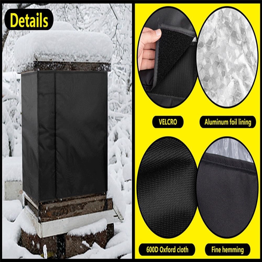 Beehive Winter Cover - 600D Oxford Waterproof Insulation Wrap for Beekeeping (72in, Black)(72in)
