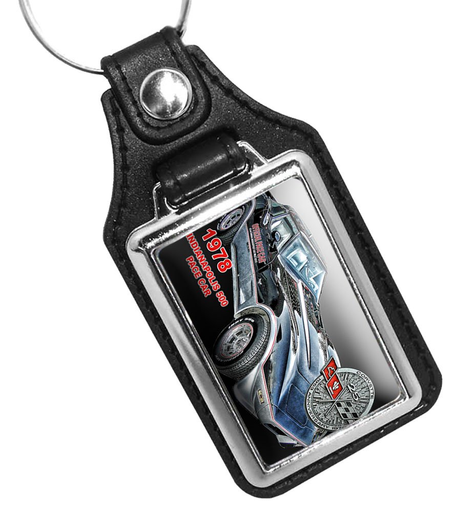 Brotherhood 1978 Corvette Indy 500 Pace Car Design Keychain Key Holder Key Ring For Men Heavy Duty Car Keyring For Men and Women, Black
