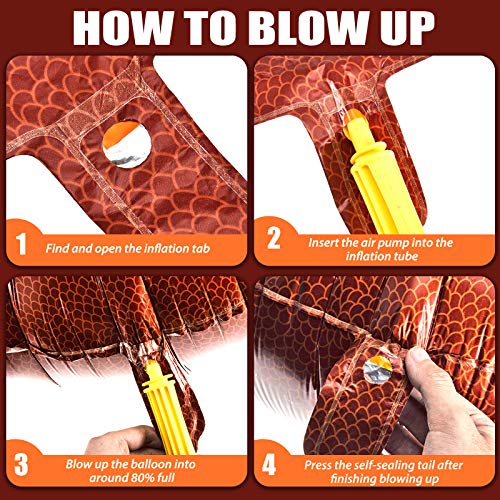 Skylety Football Balloons Football Rugby Shaped Aluminum Foil Balloons for Sport Themed Rugby Birthday Party Decor, 26 Inch(4 Pieces) - Image 5