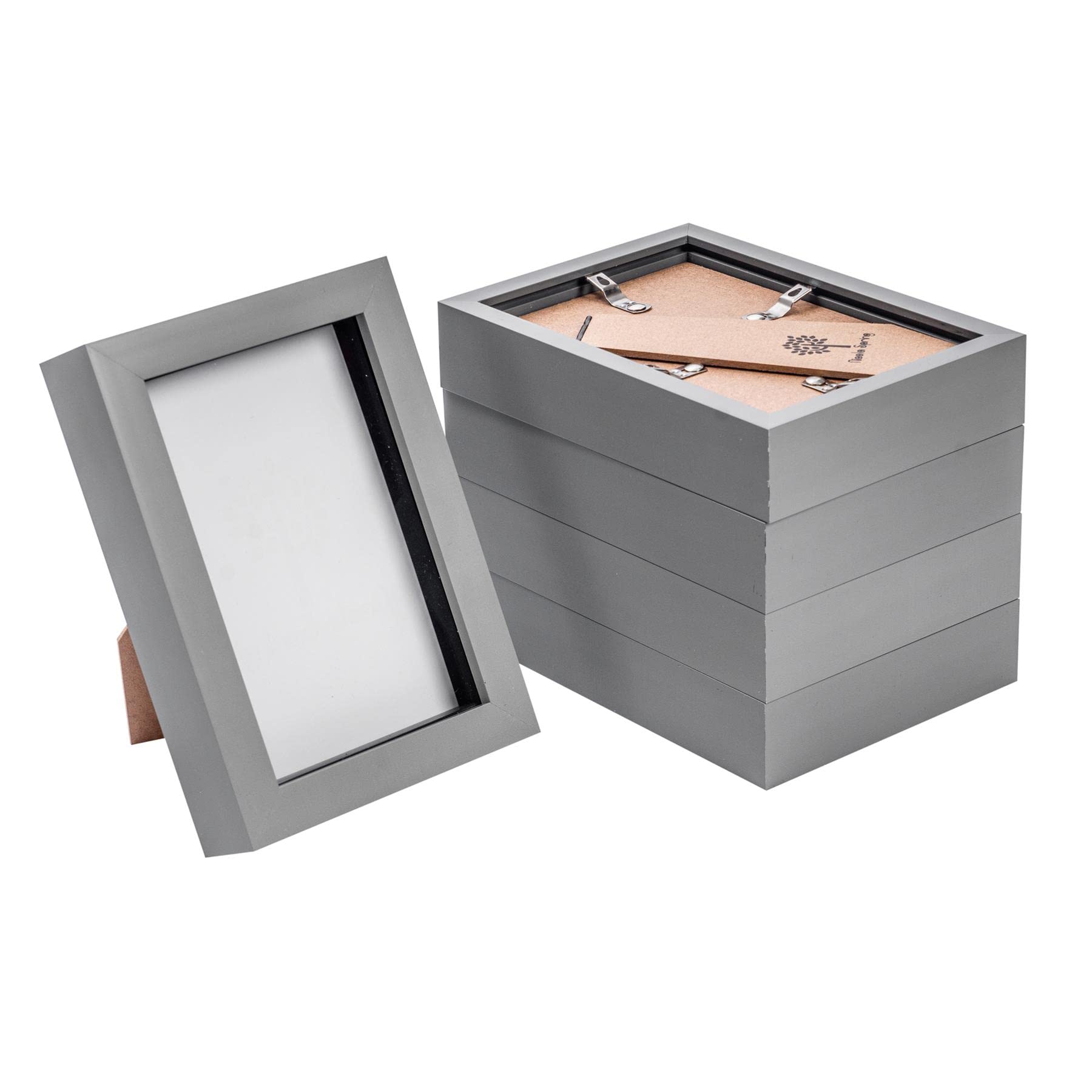 Nicola Spring 3D Shadow Box Photo Frames - 4 x 6 (10 x 15cm) - Pack of 5 - Grey 3D Photo Frame Picture Frame Box Small Portrait Display Case for Crafts, Keepsakes, Wedding, Graduation