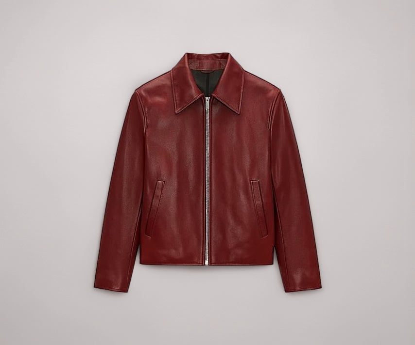 EXOTIX Men's Burgundy Leather Jacket - Image 1