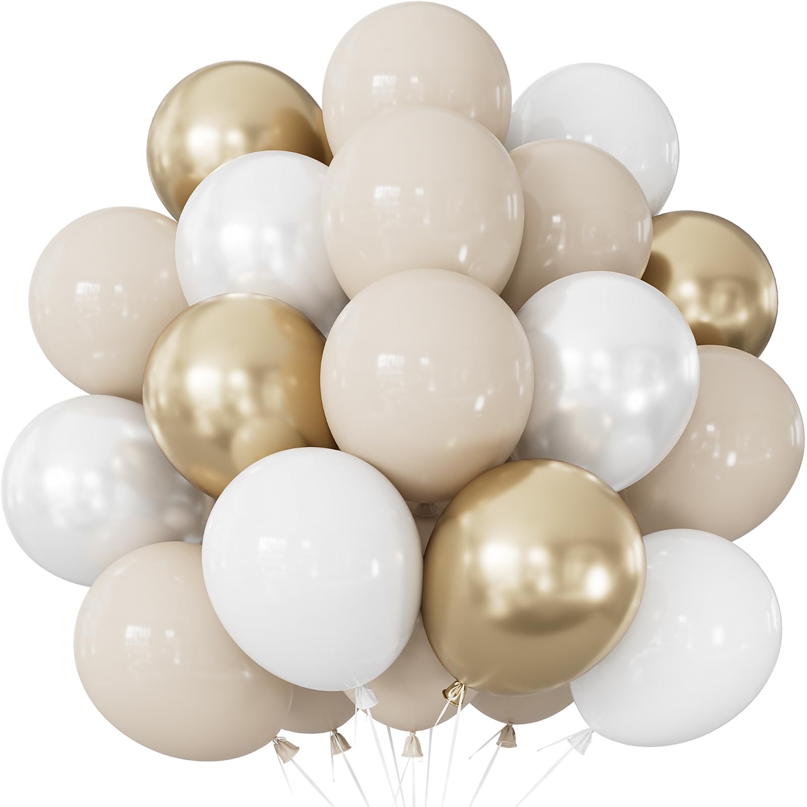 Adeyoo White and Gold Balloons - 12 Inch Beige White and Metallic Gold Latex Balloons, Neutral Party Balloon for Boho Wedding Bridal Engagement Birthday Anniversary Party Decorations — image 1