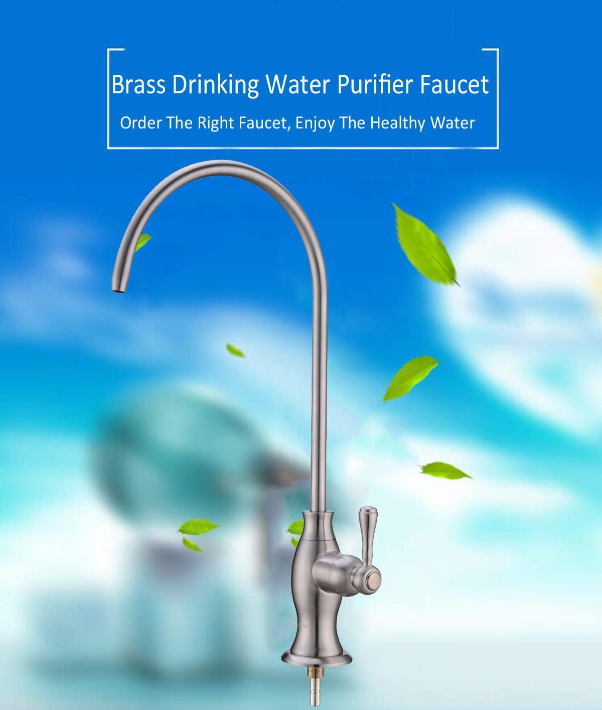 Delle Rosa Commercial Water Filtration Faucet - Modern Brass Brushed Nickel Kitchen Bar Sink Drinking Faucet - Image 5