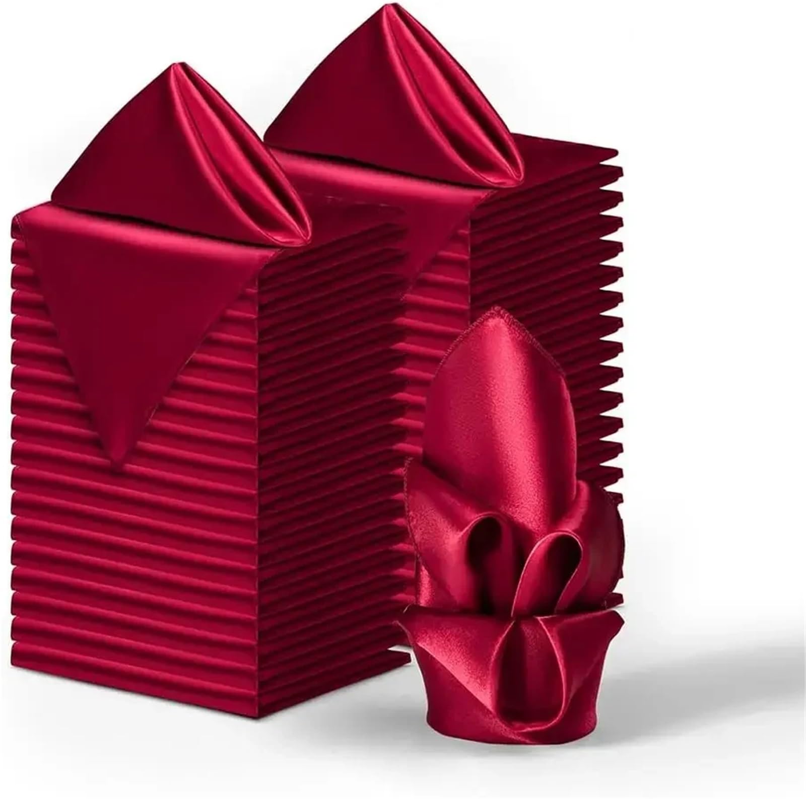 Table Napkins 24Pcs 30x30cm Satin Napkin Square Dinner Napkins Weddings Party Soft Table For Romantic Decoration(24Pcs Burgundy)
