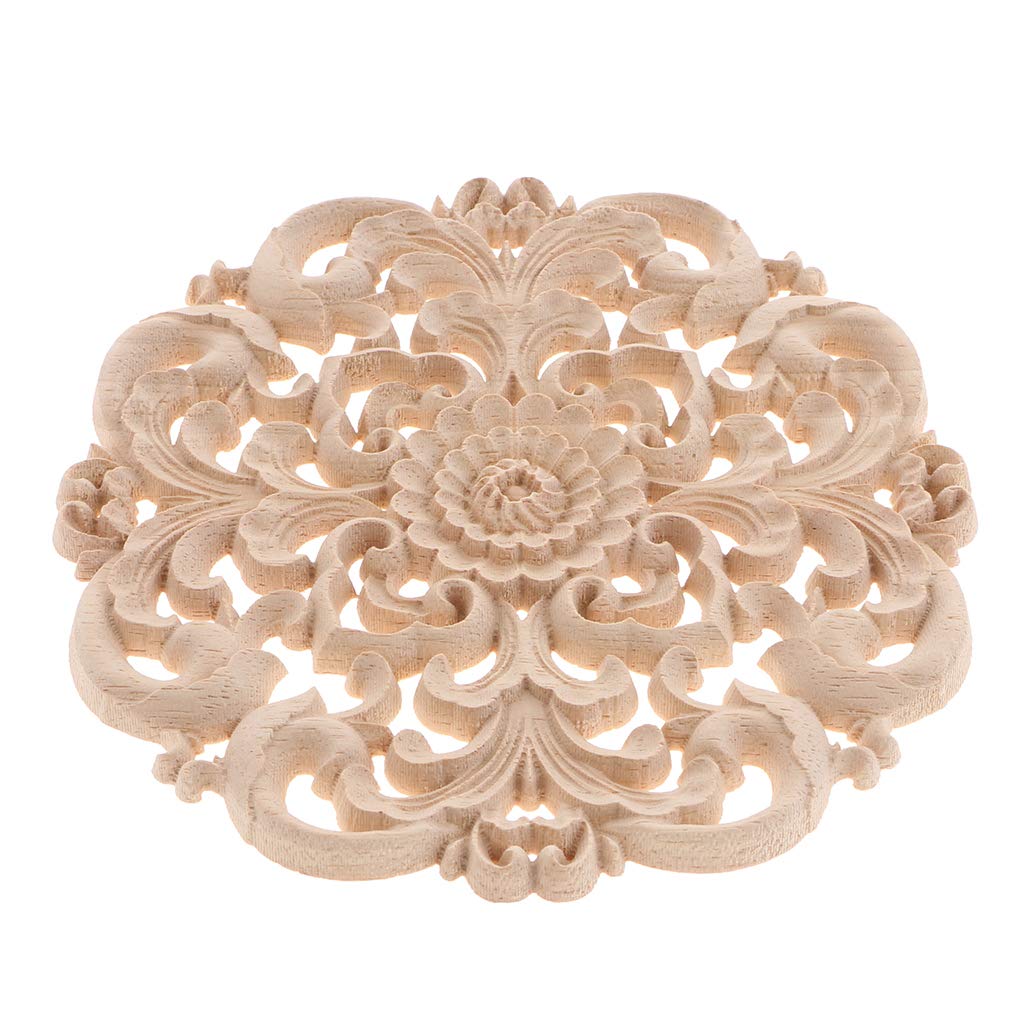 European Style Wood Round Carved Appligue For Furniture Decoration Size L
