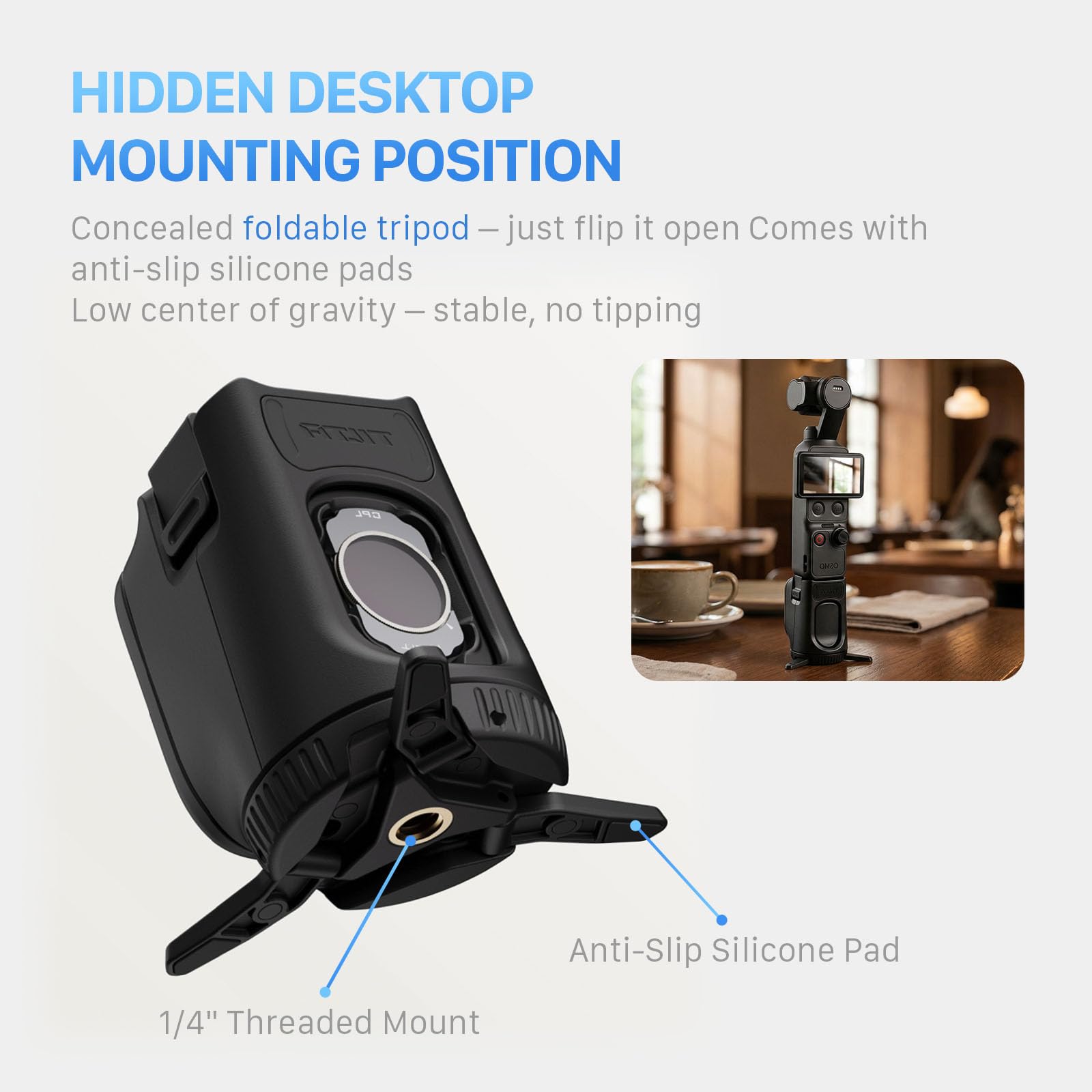 Tilta Base de Filtre Magnétique Compatible avec DJI Osmo Pocket 4, Support Rotatif Rangement Filtres avec Trépied, Plaque Arrière Magnétique Compatible MagSafe, Peut Contenir 3 Filtres TA-T65-FSE-B