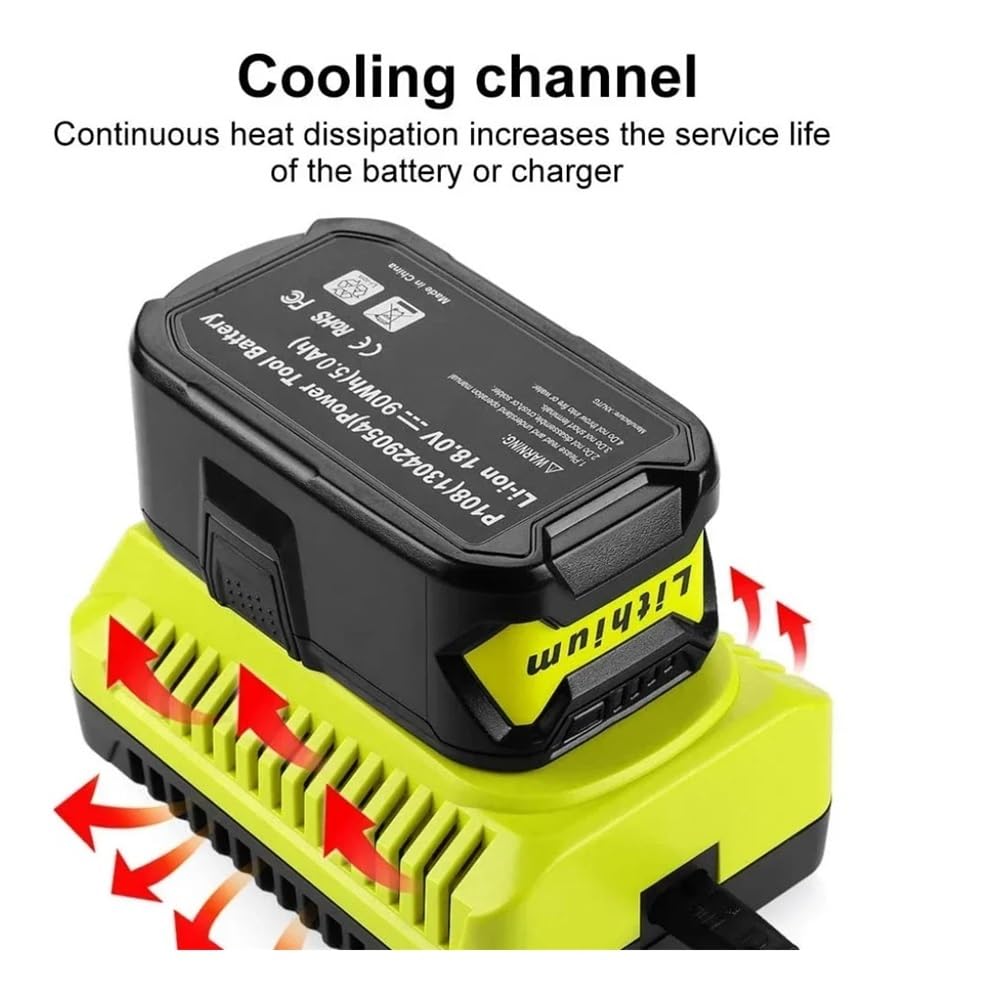 Kompatybilny z ładowarką Ryobi, ładowarką P117 12V-18V akumulator litowo-jonowy akumulator niklowy uniwersalna ładowarka(US)
