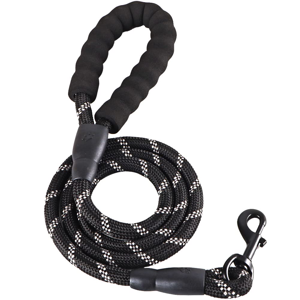 1.5M Heavy Duty Dog Leash with Comfortable Padded Handle. Suitable for Small Medium and Large Dogs (Black)