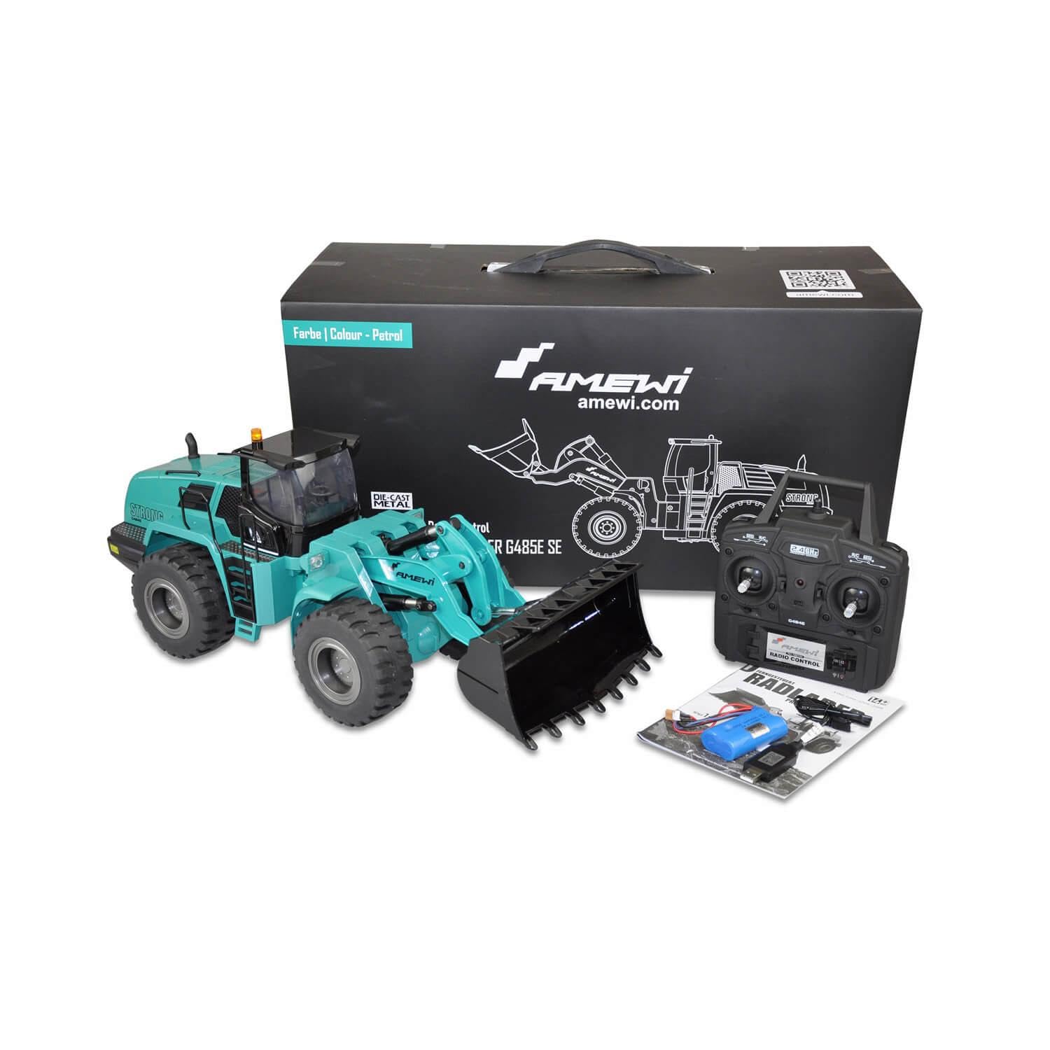 Amewi G485E Petrol 1:14, parzialmente metallo RTR, suono, luce, 10 canali, incl. lampada a tutto tondo RC telecomandato