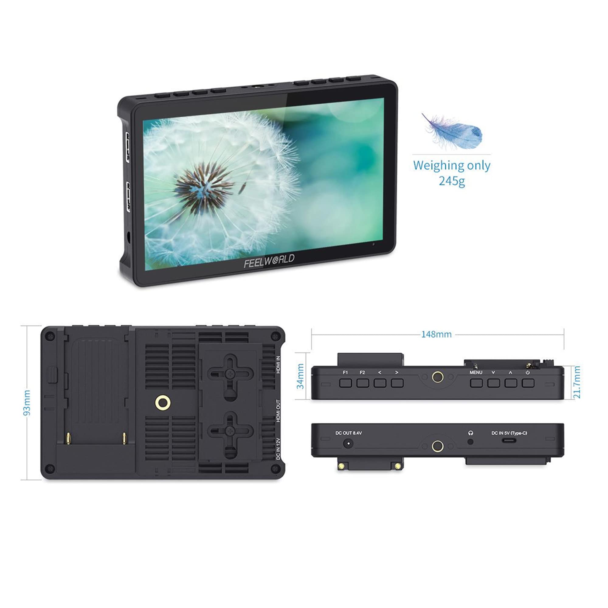 Amazon | FEELWORLD F5 PROX カメラビデオモニター 5.5インチ 1200nit