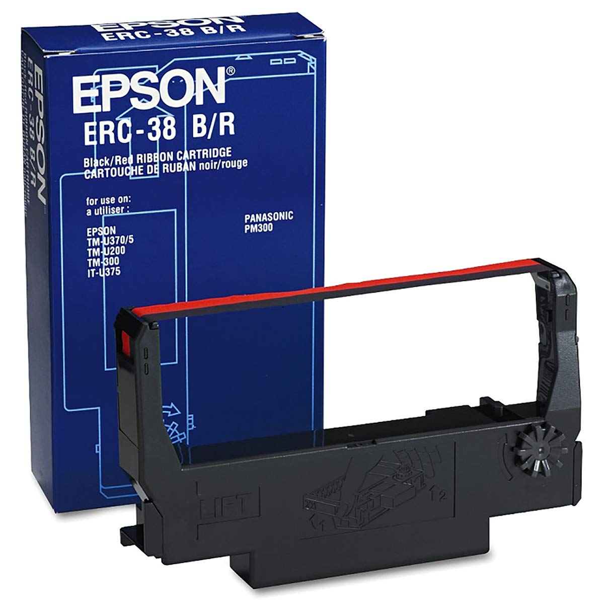 Epson Ribbon ERC-38 for TM300A 300B, Black/Red, Genuine