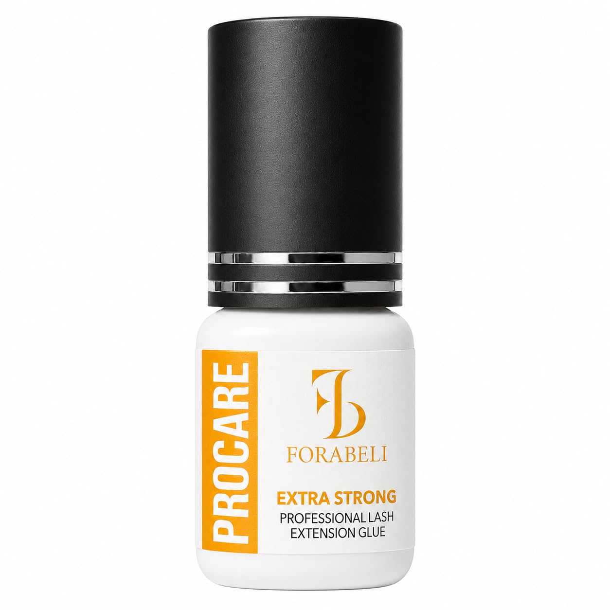 Forabeli Pegamento para extensiones de pestañas pelo a pelo extra fuerte Pro Care 5 ml | 1-2 segundos Tiempo de secado | Retención 8 semanas | Uso profesional | Adhesivo negro semipermanente